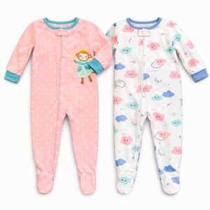 Carter’s Baby Girl 18M Fleece Footed Pajamas 2-Pack Fairy & Cloud NWOT